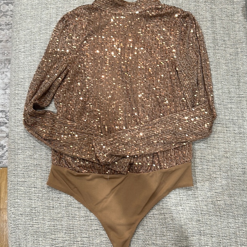 Brown Sequin bodysuit